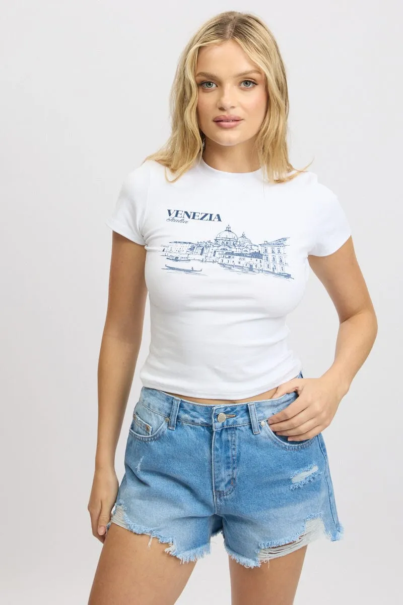White Graphic Tee Short Sleeve All weather