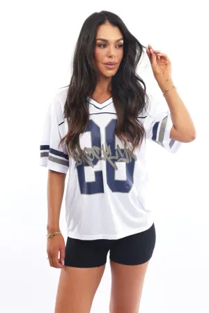 White Sport Tee Short Sleeve Ruffled edges