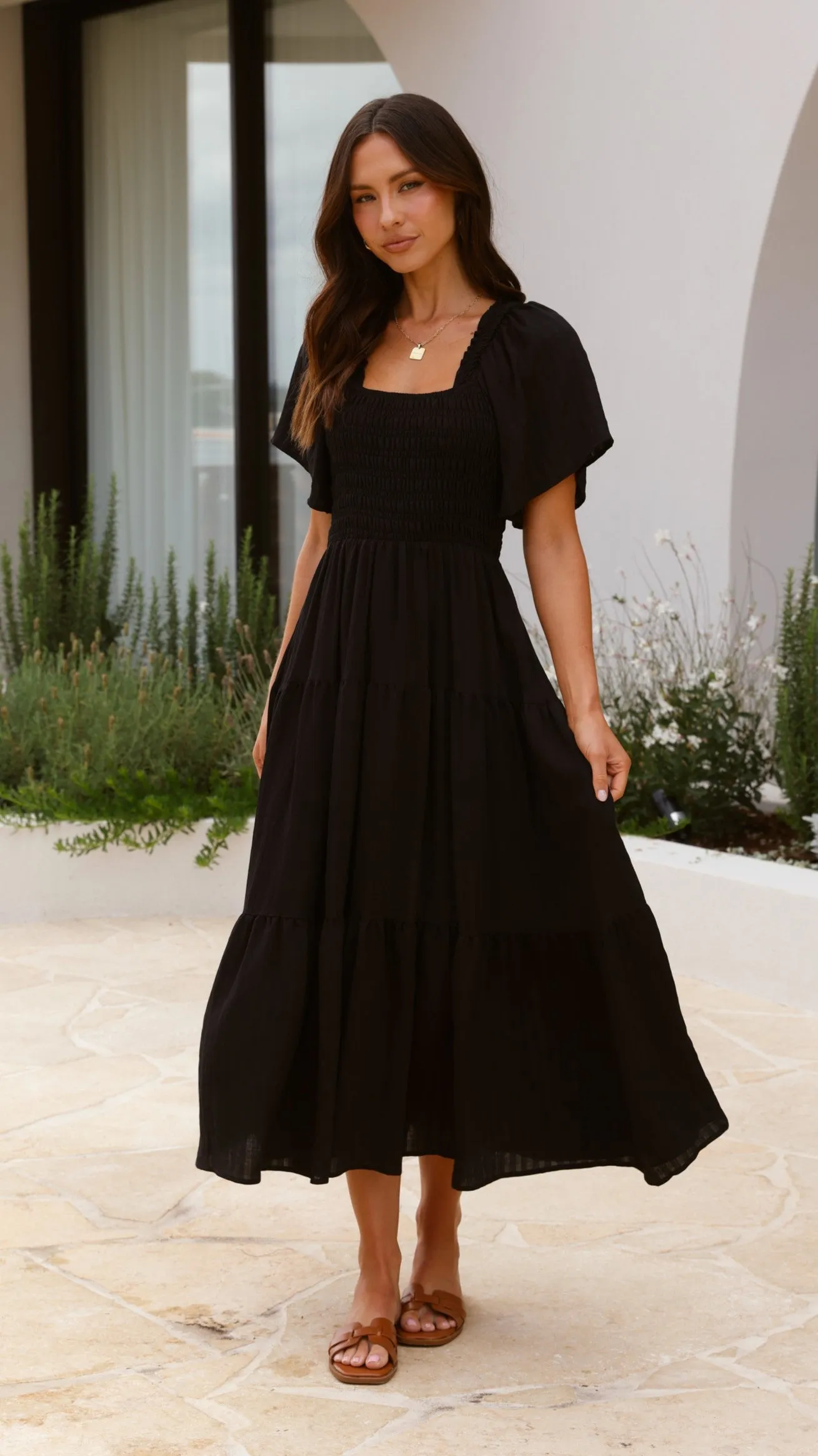 pack light Lainey Midi Dress - Black