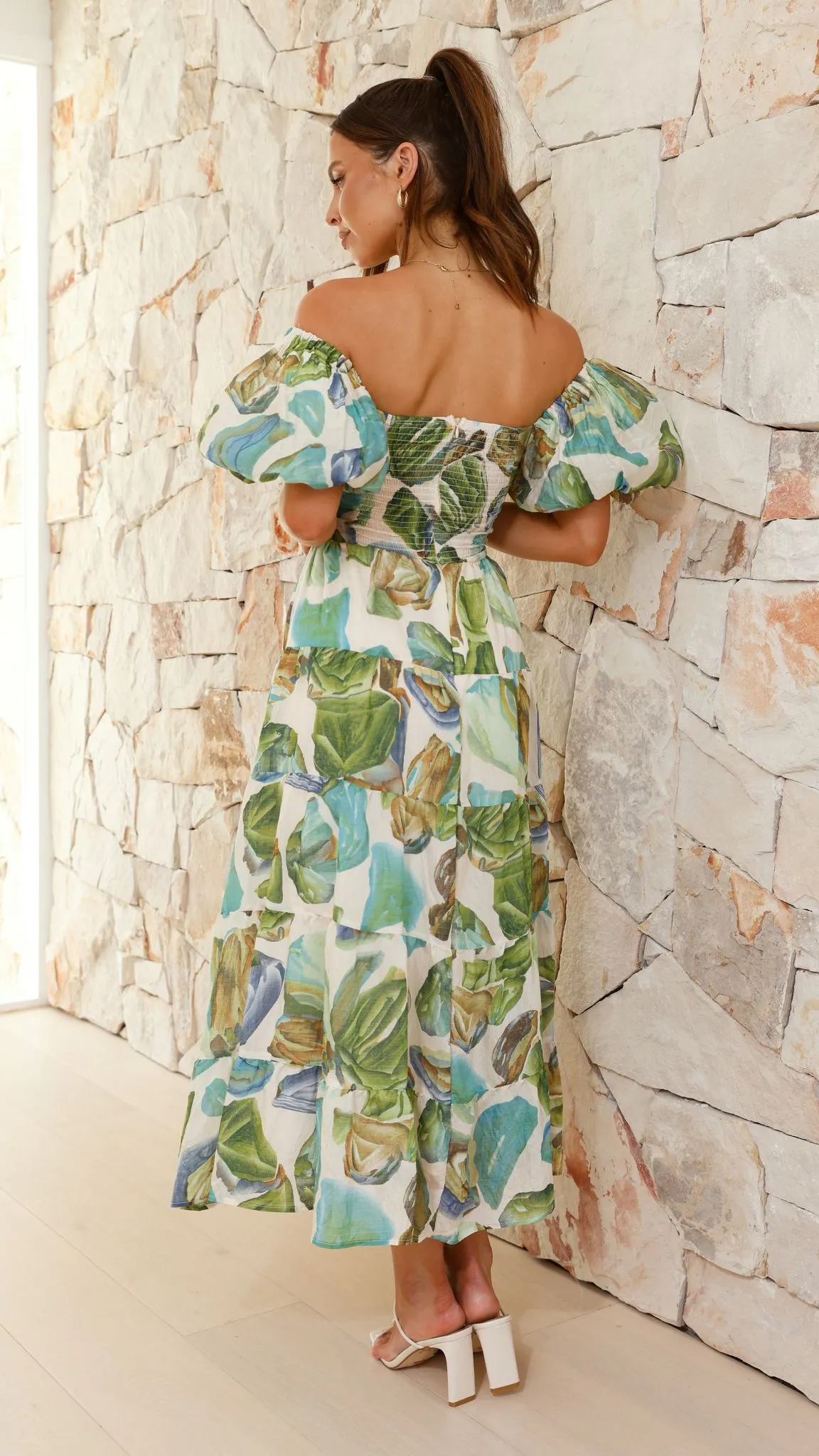 Chic dress for casual outings Balthazar Maxi Dress - Green / Blue Print