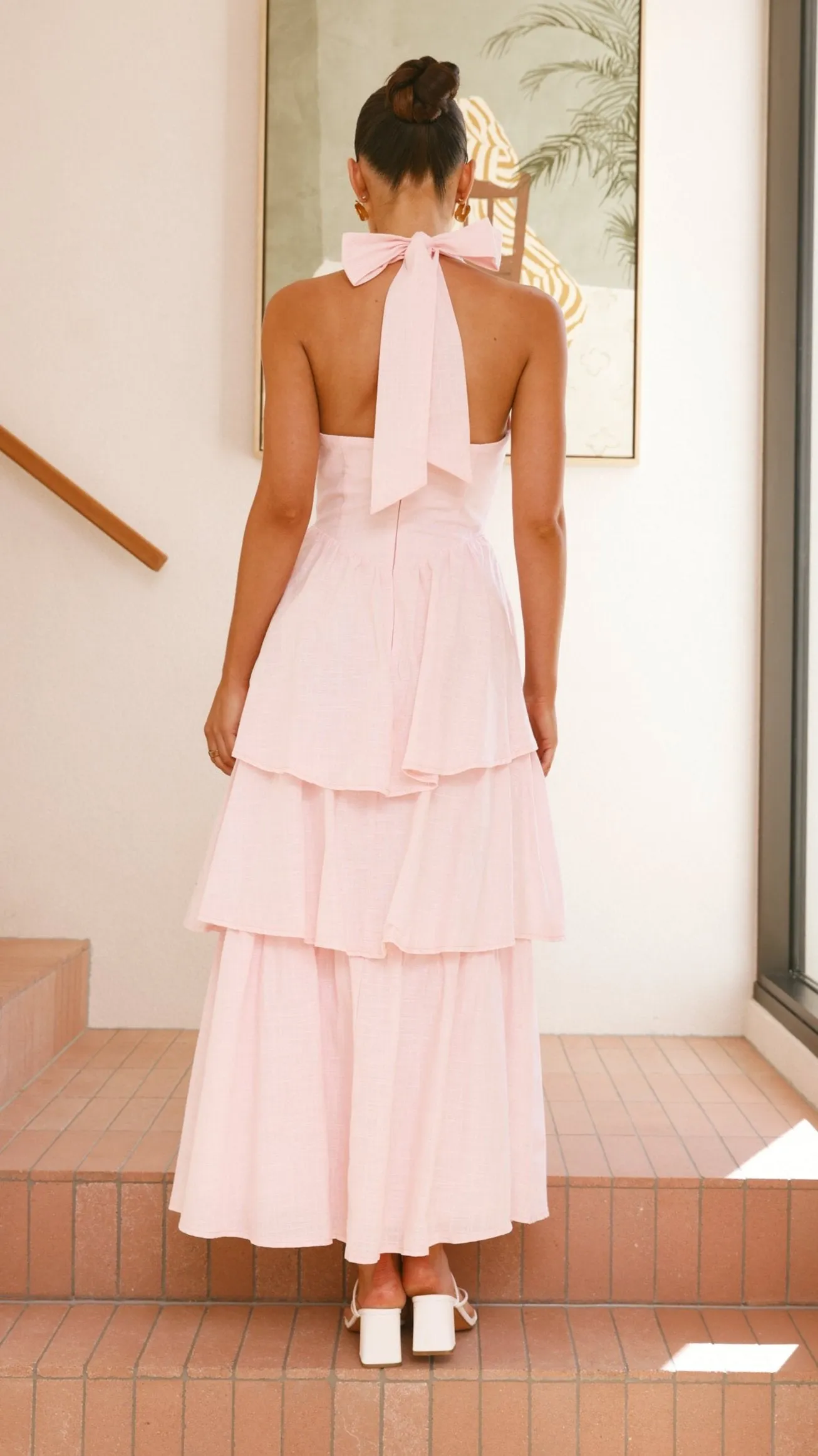 Pleat Art Danais Maxi Dress - Pink