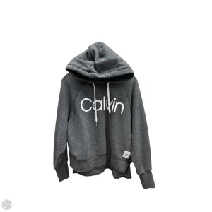 FlexibleMaterial Training Fit Athletic Sweatshirt Hoodie By Calvin Klein In Grey & White, Size: M