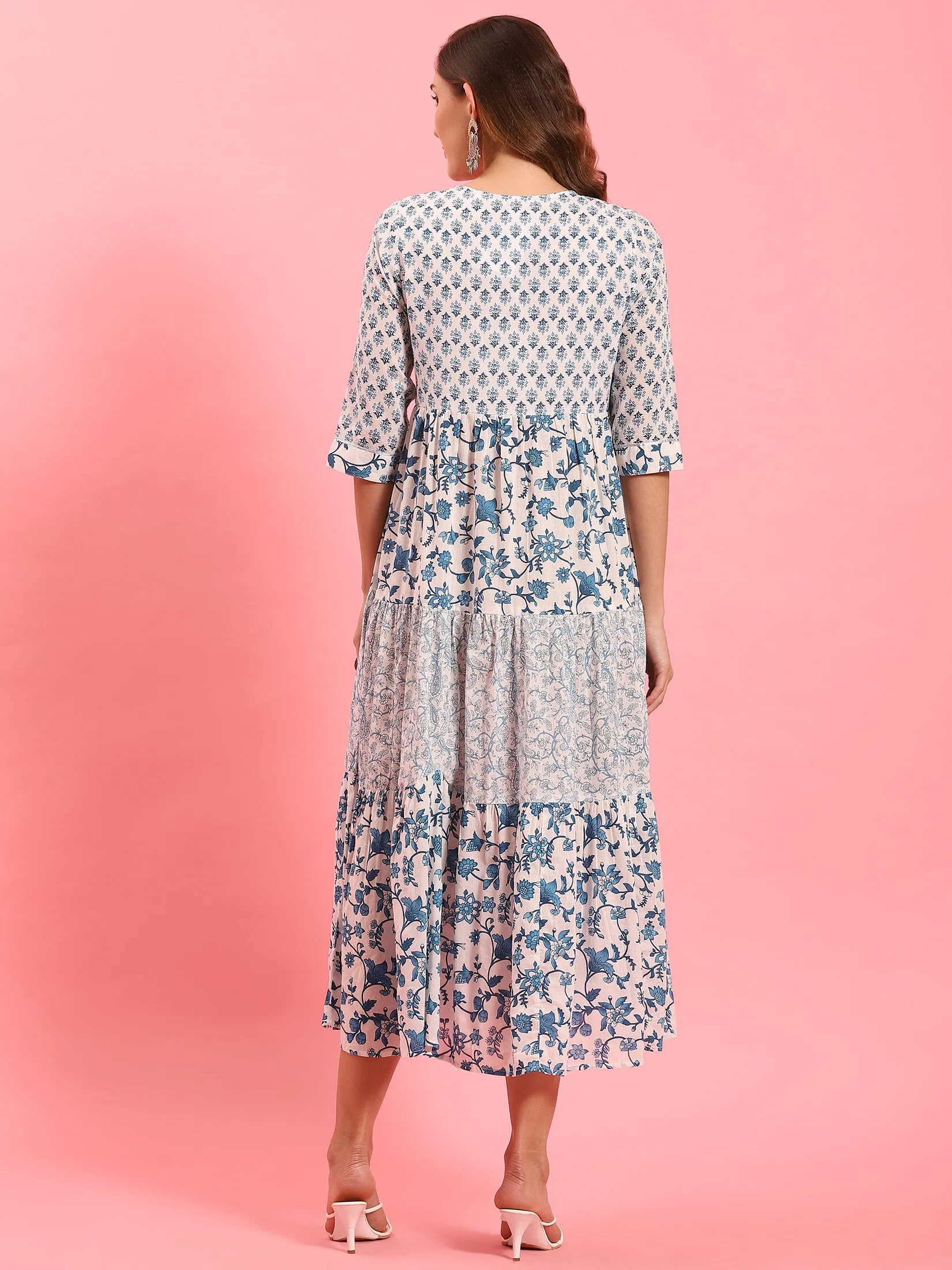 Relaxed trousers White Floral Printed Dress