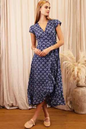 Haze Light Demi Organic Cotton Wrap Dress | Shell Navy/White