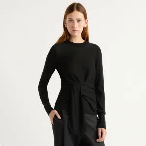 Comfy Touch Relaxed Layers Robin Tie-Front Tencel-Wool Sweater