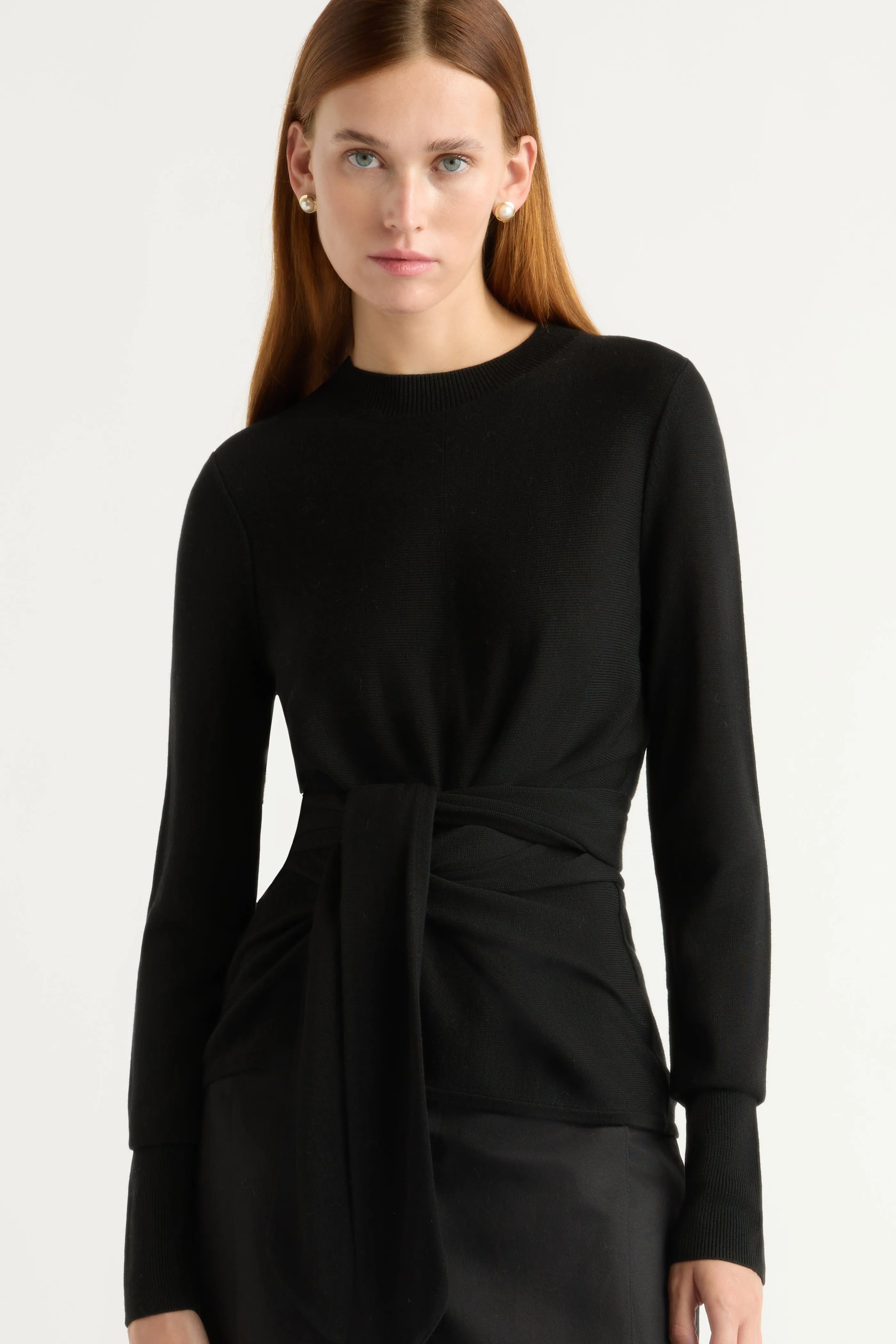 Knitwear Comfort Robin Tie-Front Tencel-Wool Sweater