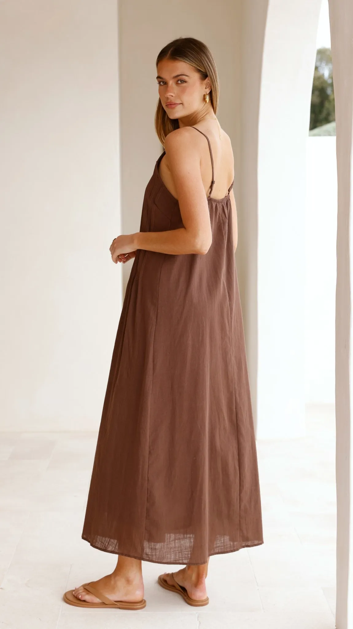Aspen Maxi Dress - Chocolate Fashionable bohemian maxi