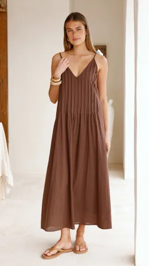 Aspen Maxi Dress - Chocolate Emerald Glow Weave Art