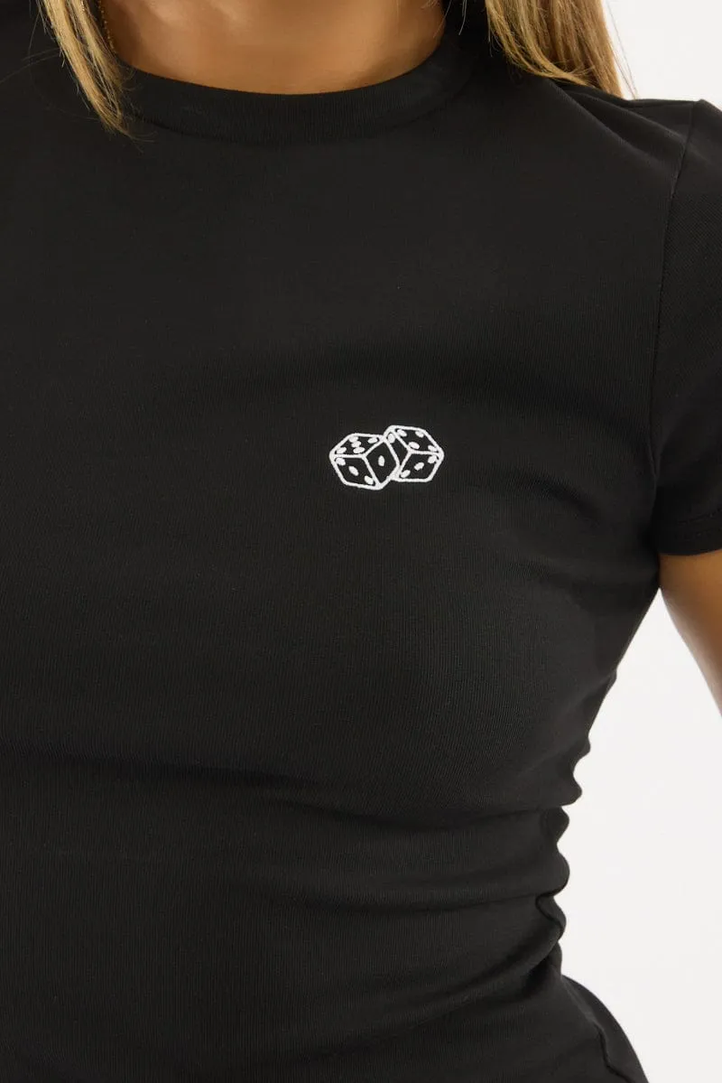 Black Graphic Tee Short Sleeve Casual Statement