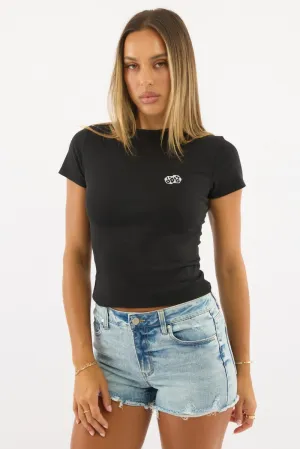 Black Graphic Tee Short Sleeve Thermal Regulation Layer Soft Material