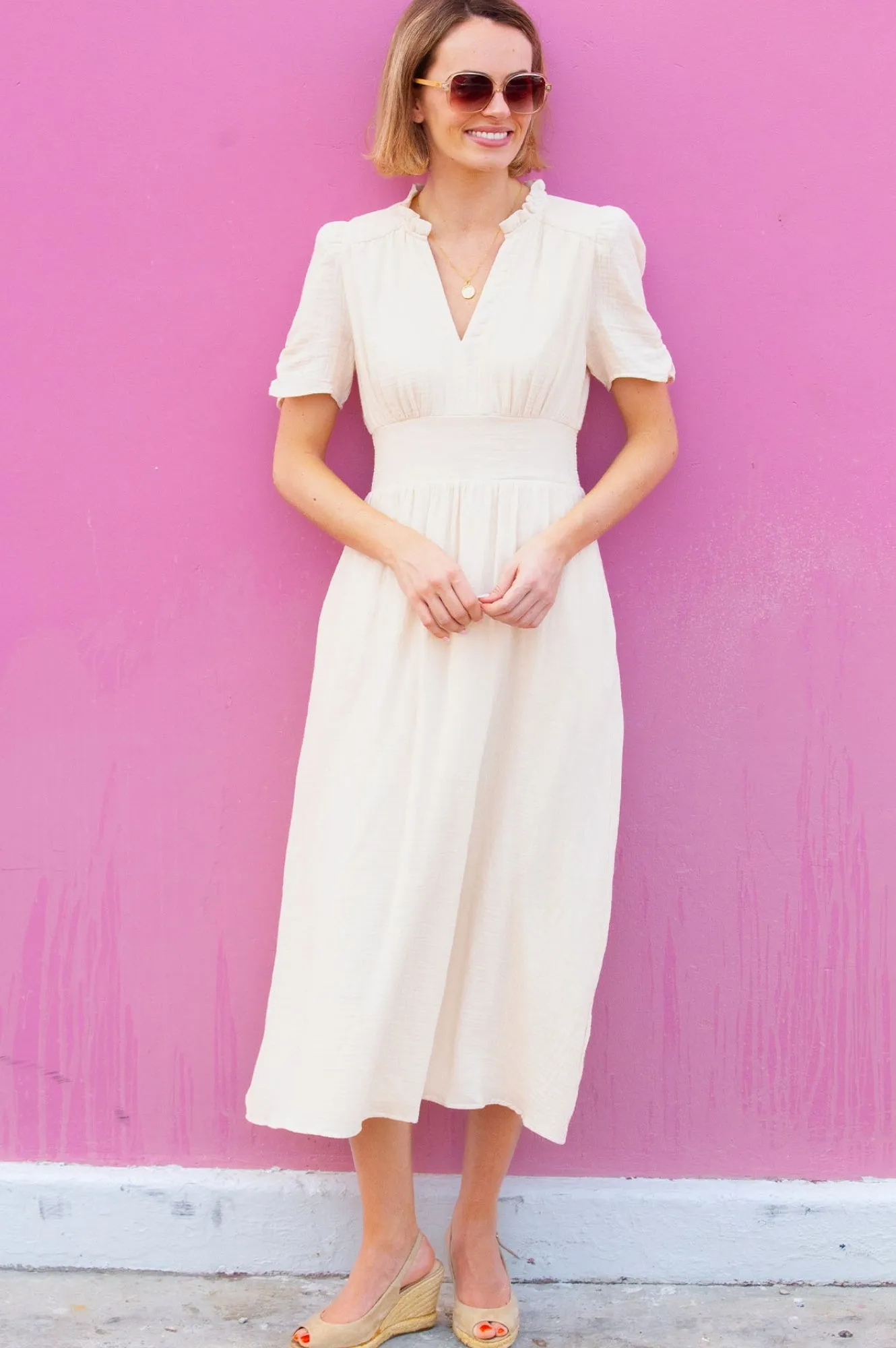Esha Cheesecloth Dress | Ecru Star Light Winter Snow