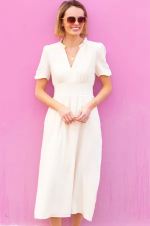 Fashion-forward piece for evening Trendy casual event dress Esha Cheesecloth Dress | Ecru