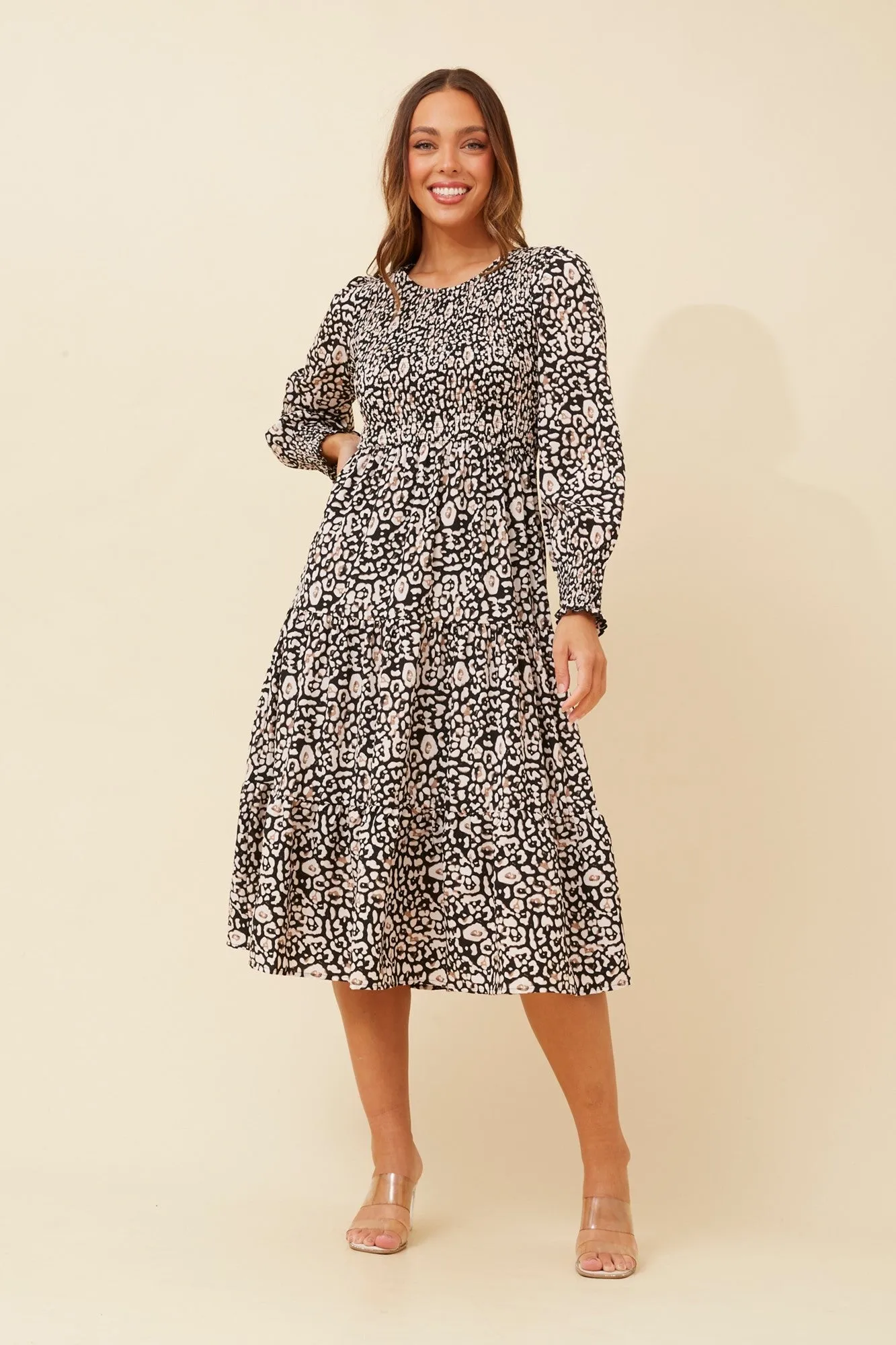 SHERRY ANIMAL PRINT DRESS Lightweight fabric midi