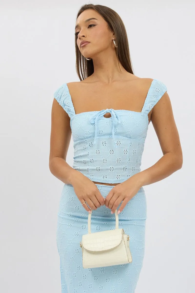 OdorResistantFabric Blue Eyelet Top Sleeveless