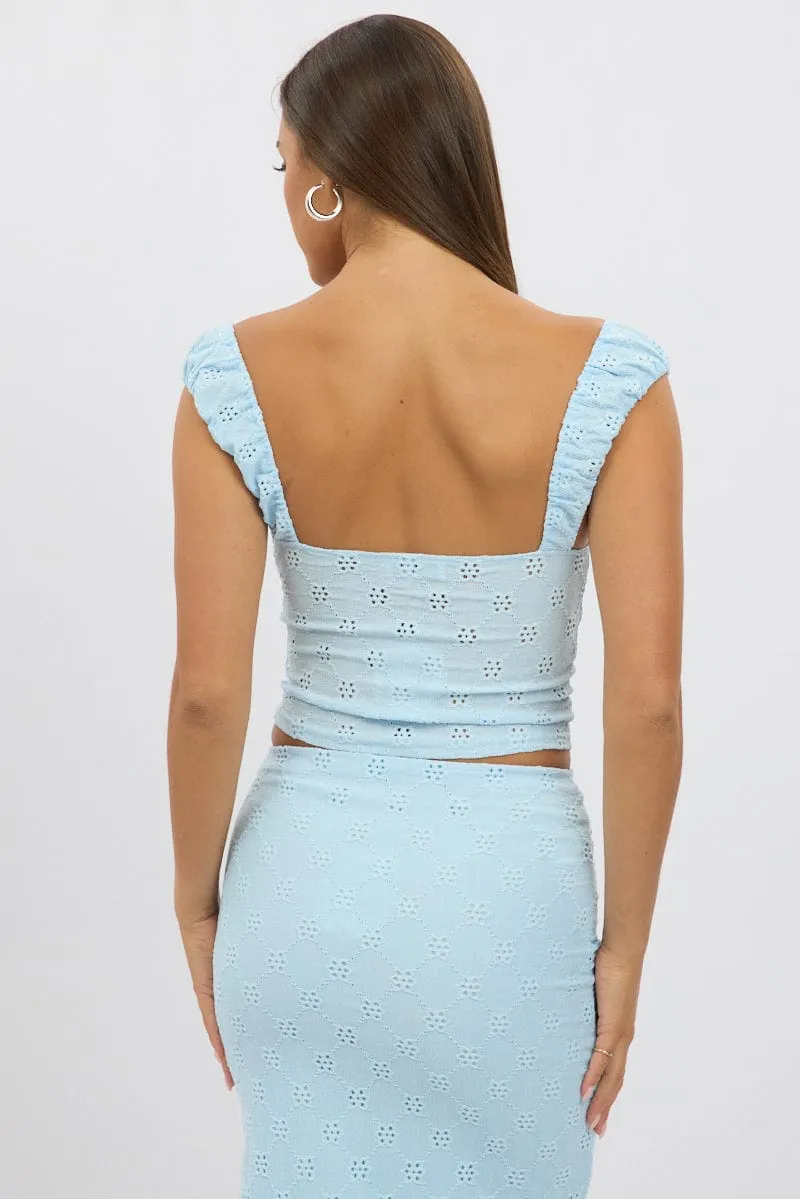Cool Edge Blue Eyelet Top Sleeveless