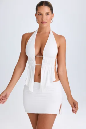 Draped A-Line Mini Skirt in White Cashmere Touch