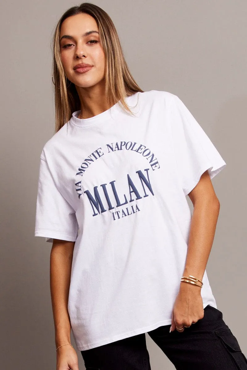 White Graphic Tee Short Sleeve Comfy Design