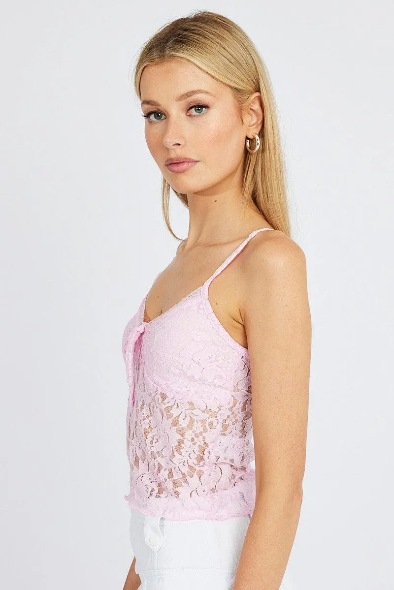 Pink Fitted Cami Lace SweatAbsorbingTexture