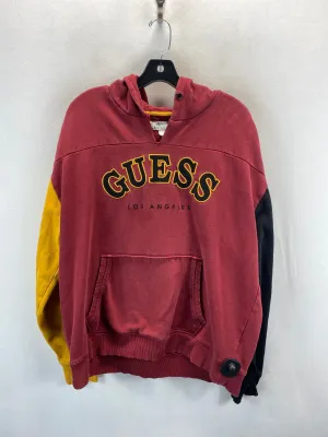 Sweatshirt Hoodie By Guess In Red & Yellow, Size: L MoistureManagementSystem Simple Style