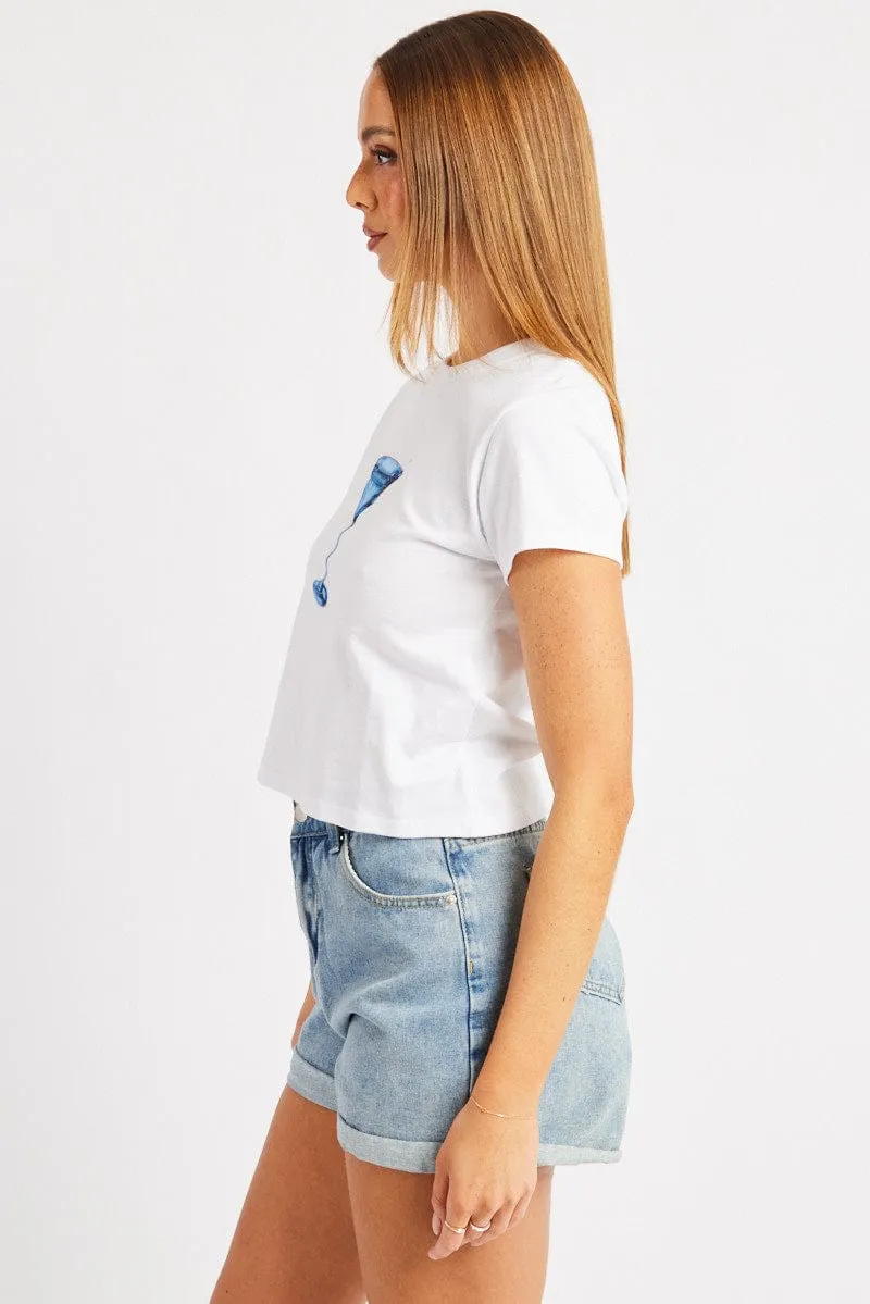 Easy Outfit Daily Use White Graphic Tee Short Sleeve