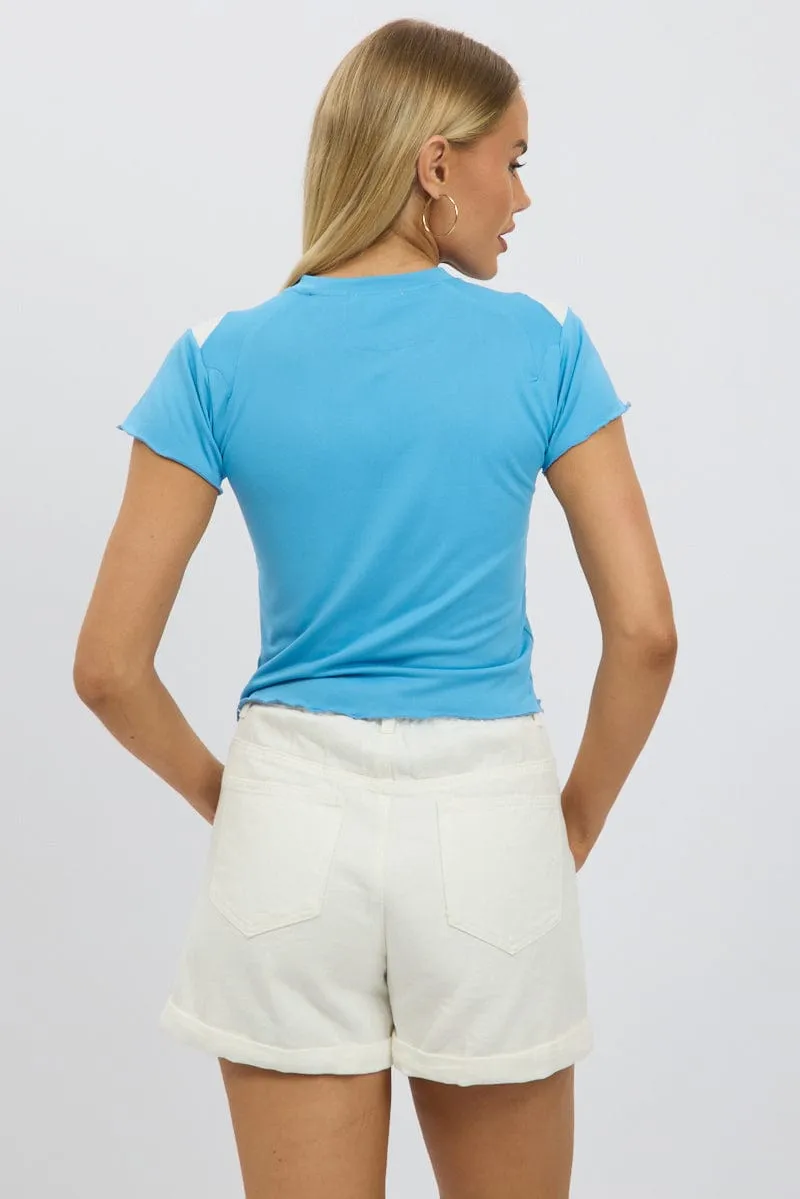 Blue Sport Tee Short Sleeve Fun and Playful Fashion Ready