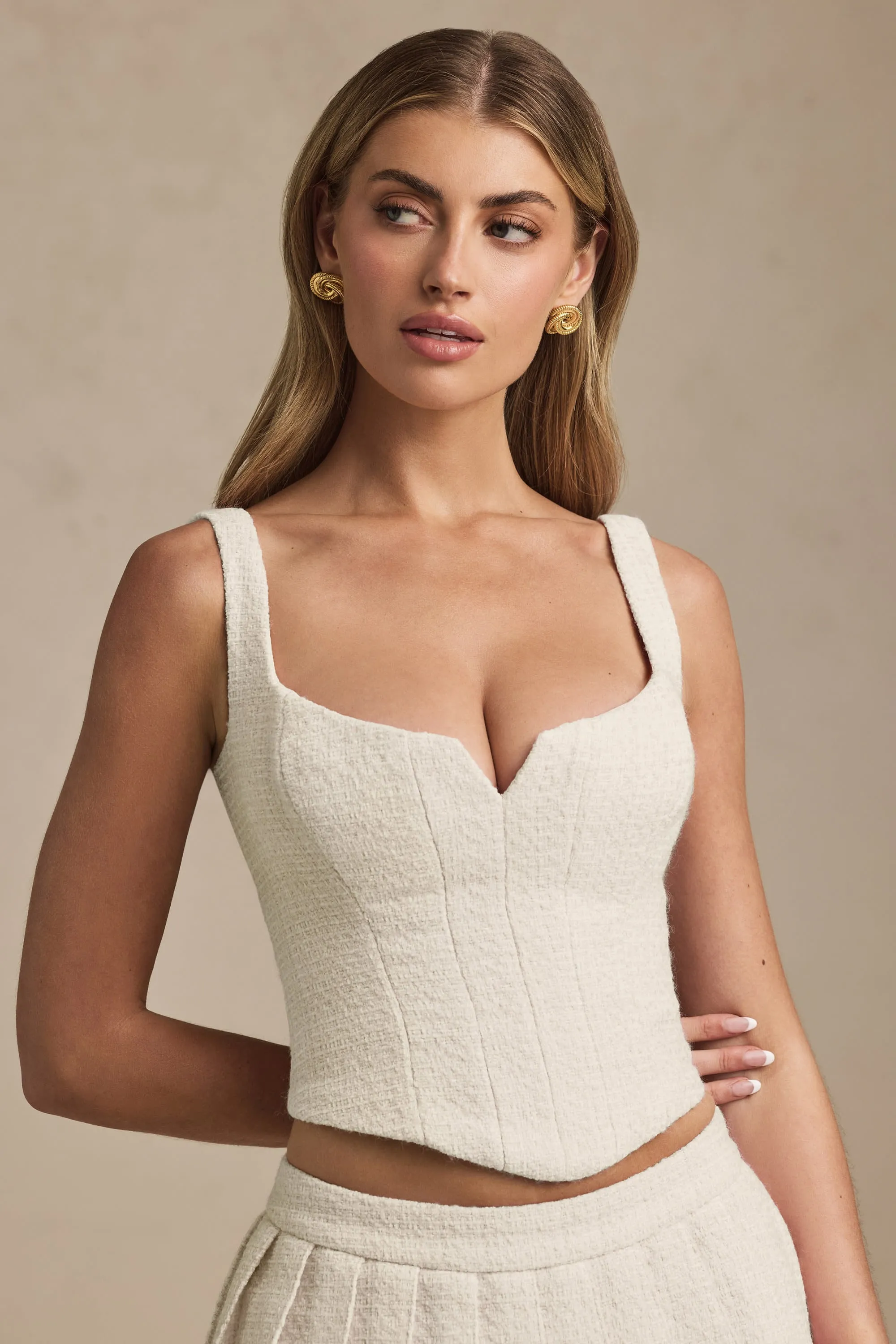 Lace-Up Corset Top in Ivory DurableWeave Reflective Safety Accents