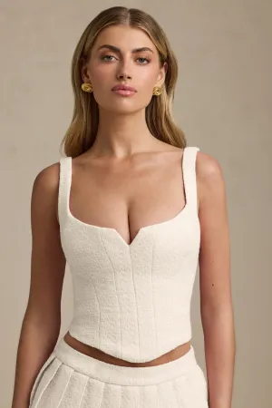Net Fit Lace-Up Corset Top in Ivory