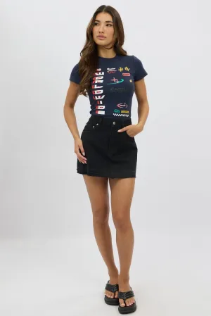 Blue Graphic Tee Short Sleeve Holiday Wear