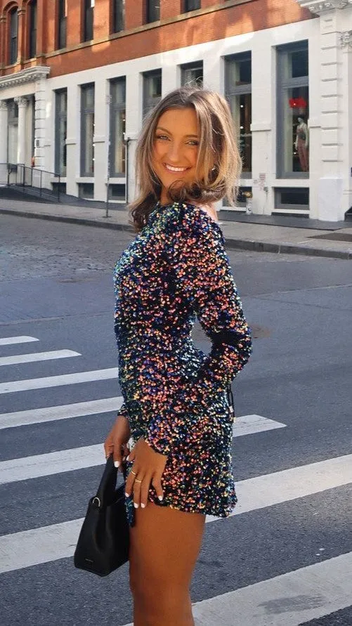 Thermal Insulation Layer Felicia Mini Dress - Navy/Multi