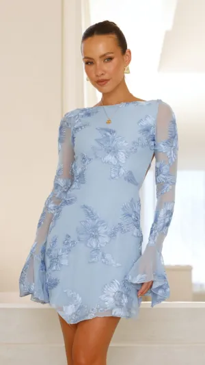 Lanesia Mini Dress - Blue Effortless Style Flattering mini dress for all shapes