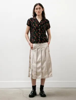 Pleated Track Skirt Poly Smooth Ivory Crossback Strap