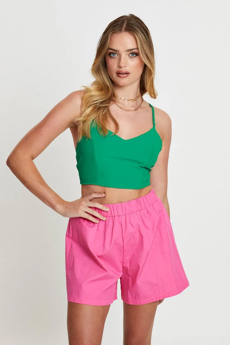 Green Crop Top Sleeveless V-Neck Casual Sweater AI Style
