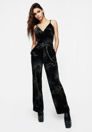 Adelina Foil Print Velour Cami Jumpsuit Modular Pocket System