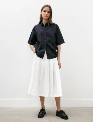 A Line Silhouette Cuffed hem Bowling Skirt Lin Cot Off White