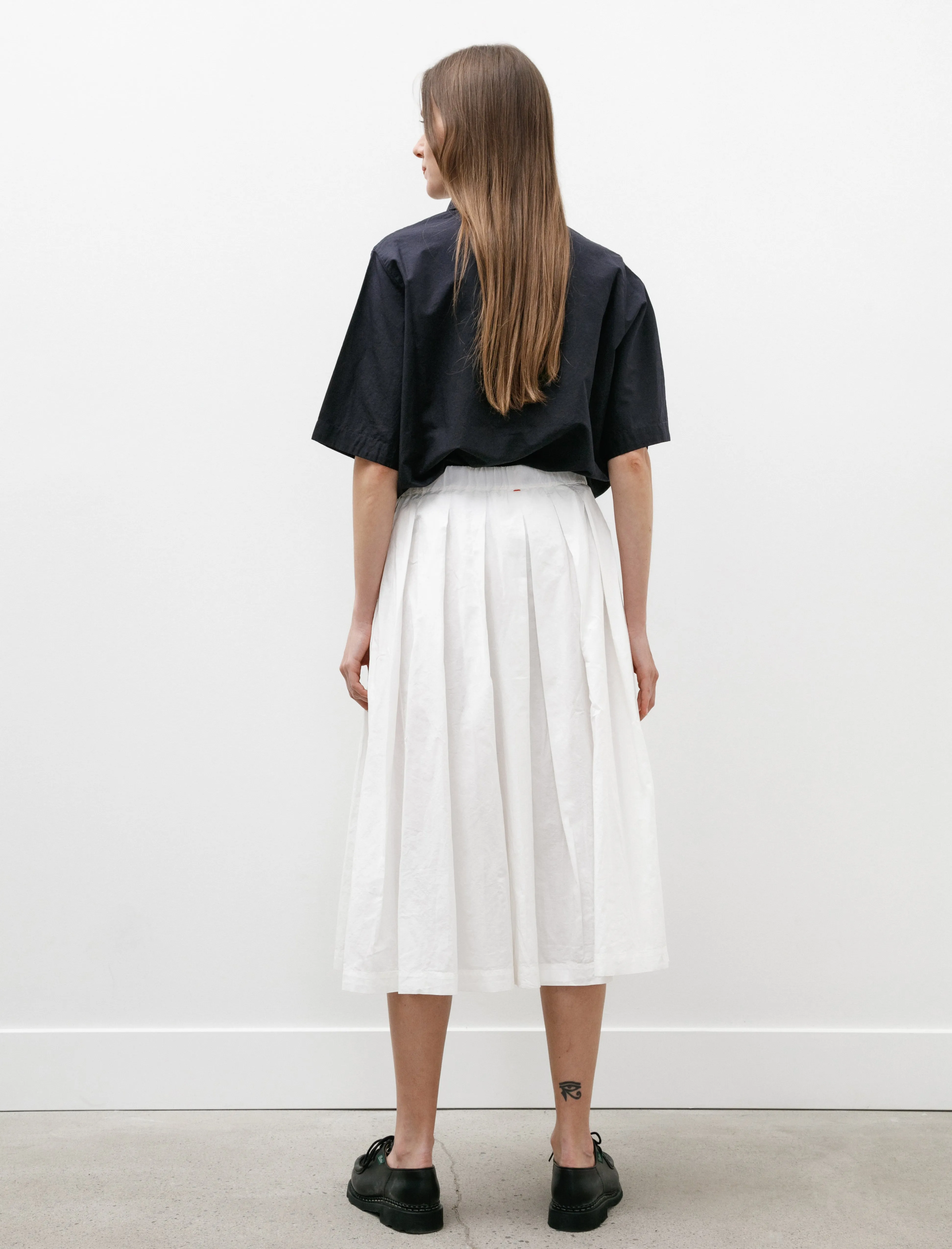 Bowling Skirt Lin Cot Off White Daytime Look Matching Belt