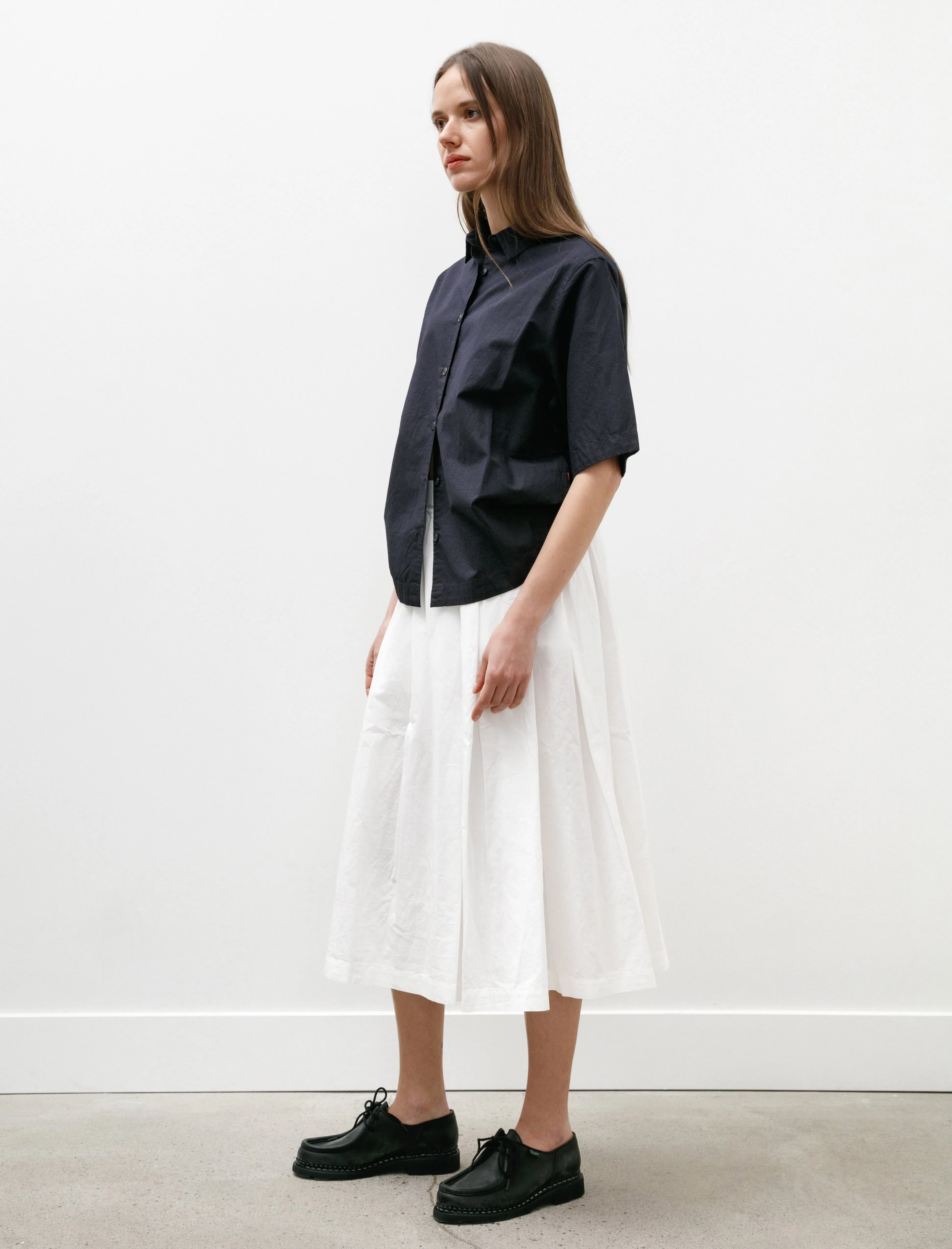 Bowling Skirt Lin Cot Off White Weekend Outfit Side Pockets