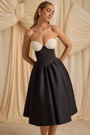 Strapless Corset Midi Dress in Black Day-To-Night Wear Travel Ready