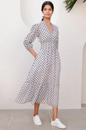 Bohemian-inspired midi Fur Warm Jyoti Dress | Jasmine Neutral