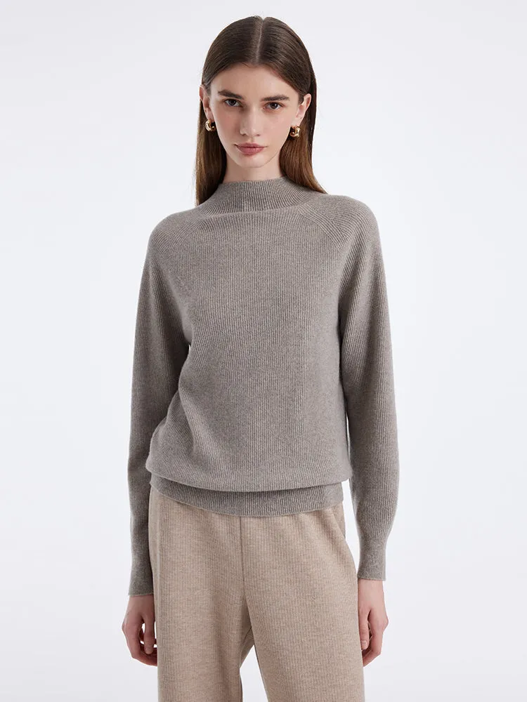Cashmere Seamless Mock Neck Women Sweater Casual Chic