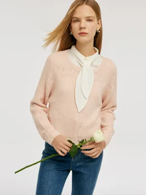 Warm Knit Mohair Blend Women Pullover Sweater