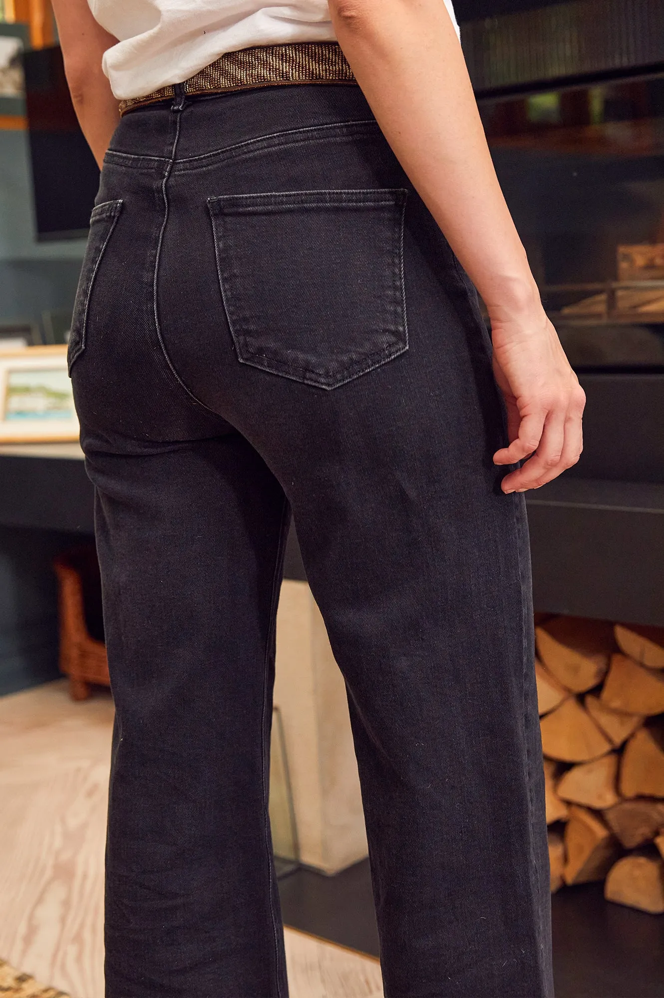 Neutral Choice Denim Wide Leg Crop Jean | Black