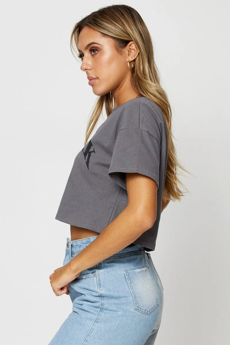 Daily Favorite StretchReinforcedArmholes Grey Graphic T-Shirt Short Sleeve