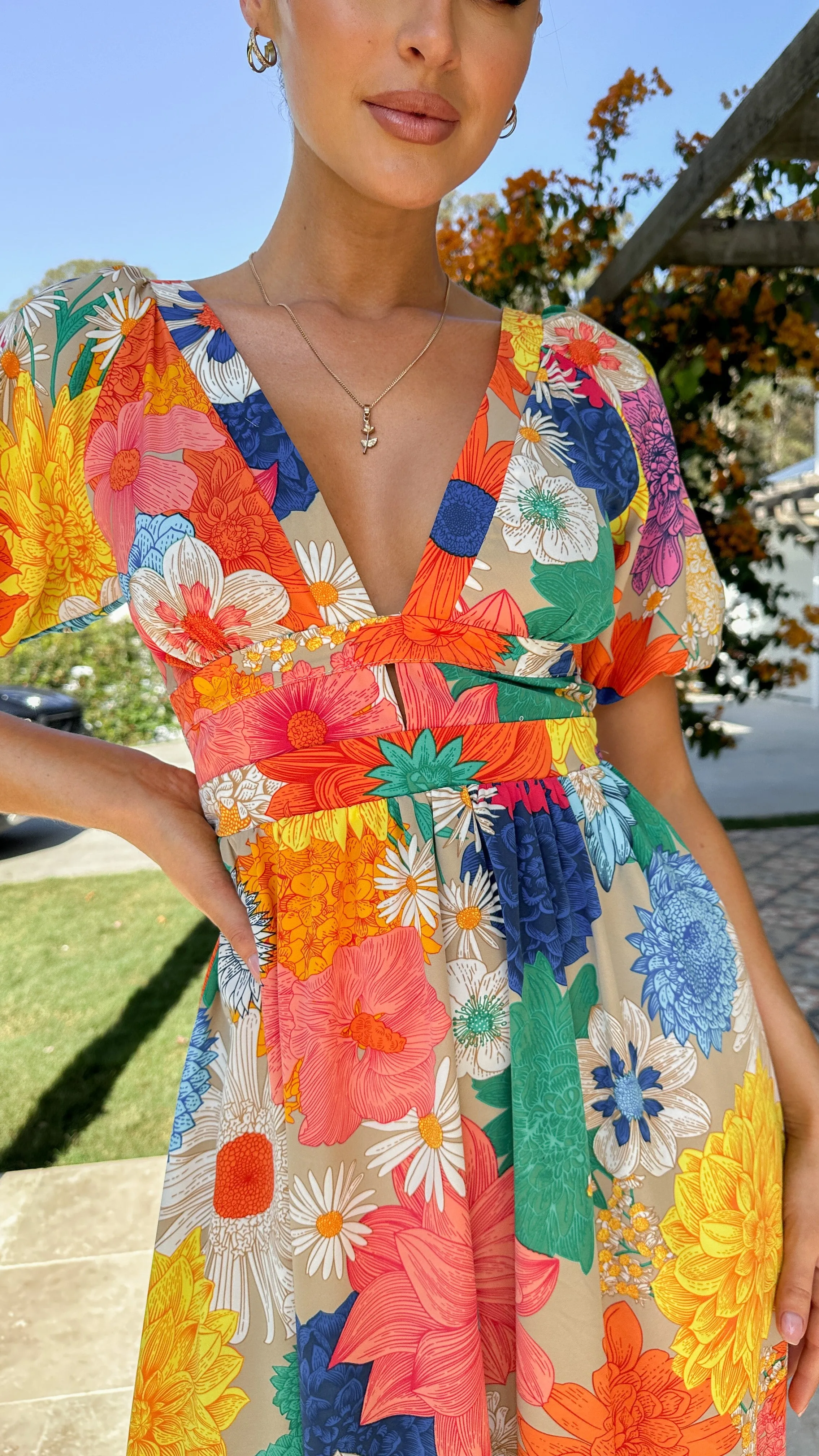 Baker Maxi Dress - Multi Floral With a classic and versatile design this dress works seamlessly with any accessories you choose