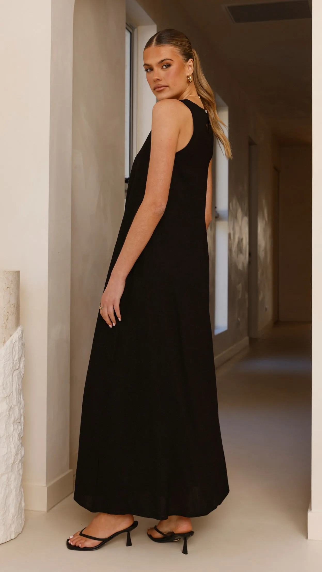 Field Walk Bead Work Darcy Maxi Dress - Black