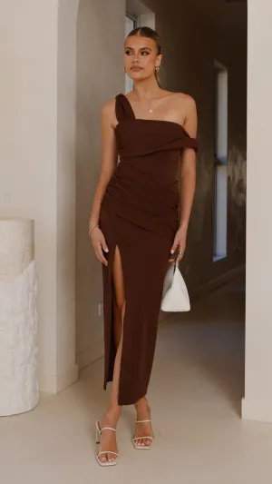 Gardenia Maxi Dress - Chocolate Delicate formal gown Bride Maid
