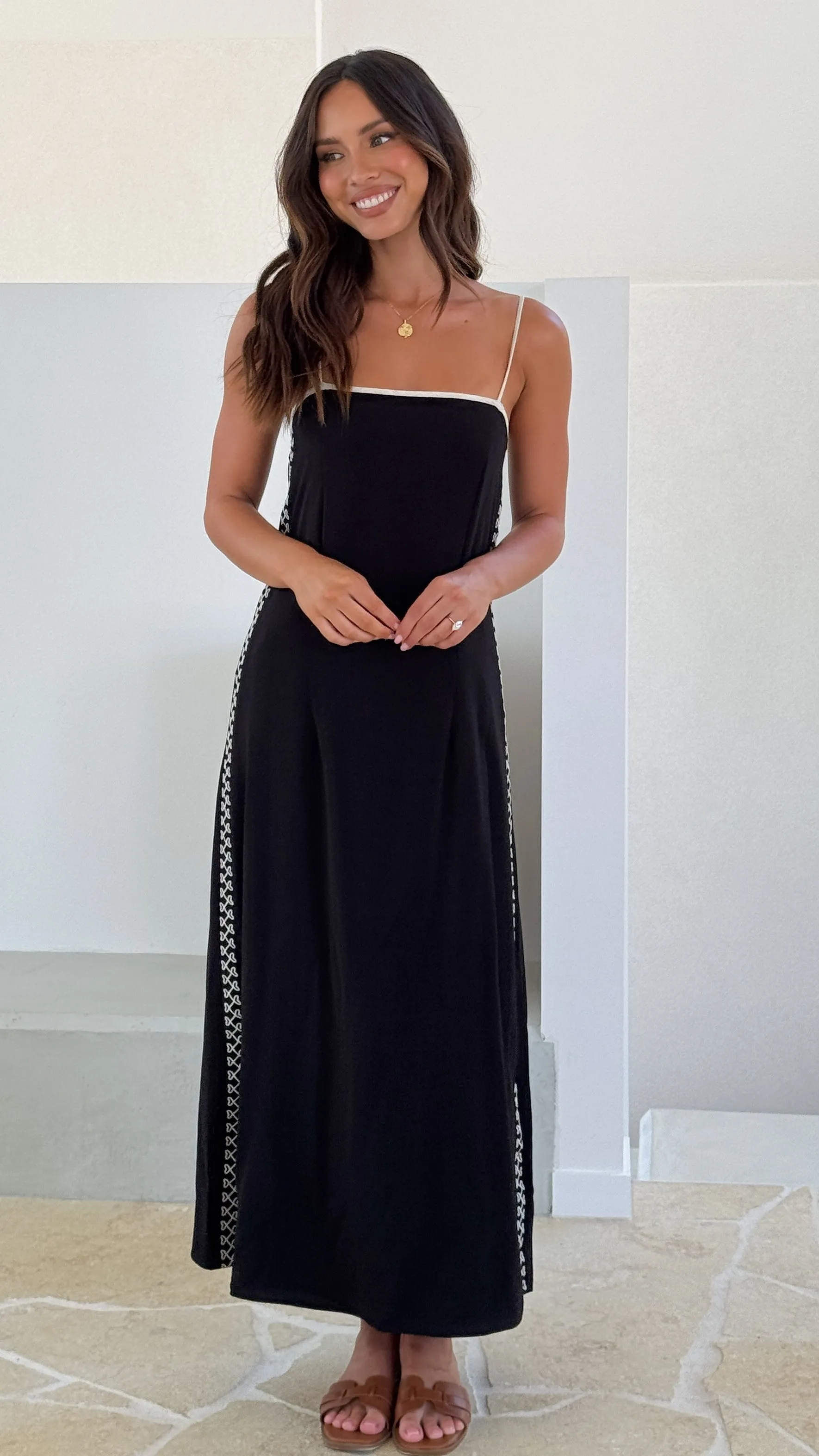 Aisha Maxi Dress - Black informal gathering Effortless chic full-length dress
