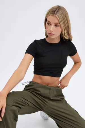 Family Style Travel Outfit Black T Shirt Short Sleeve Crew neck