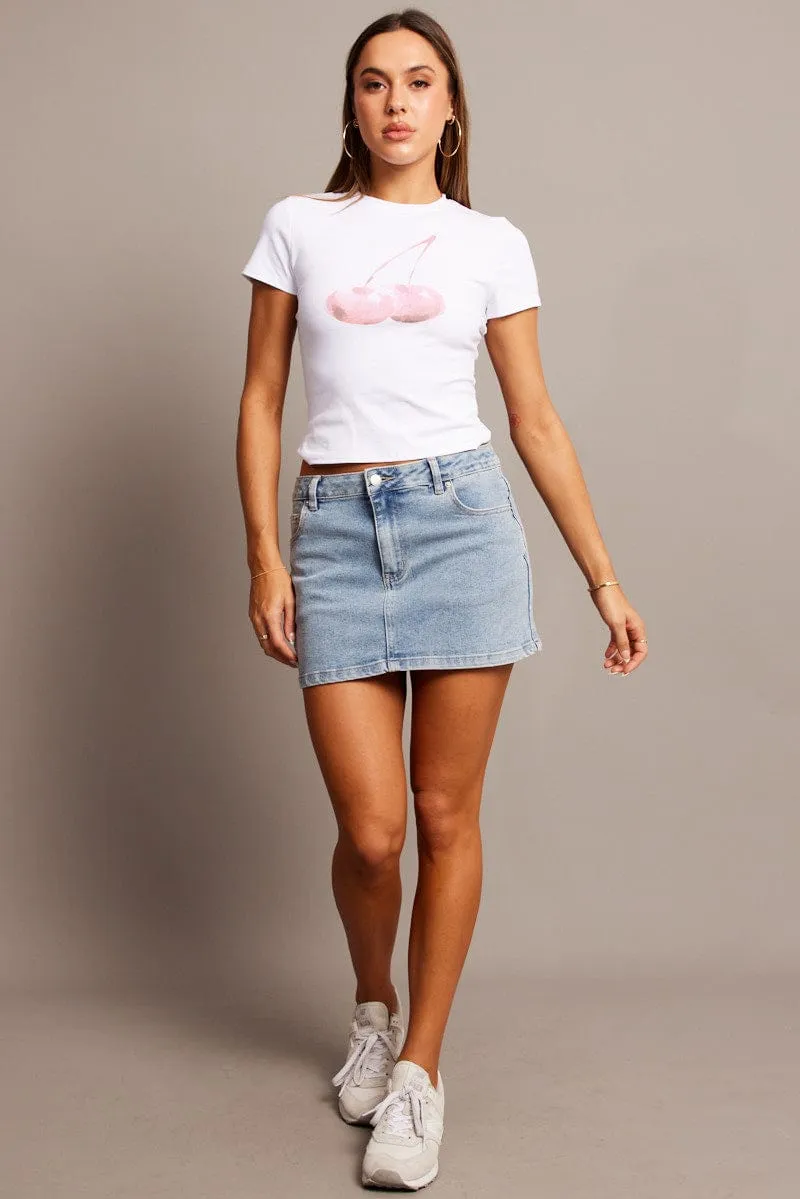 White Graphic Tee Short Sleeve AntibacterialFinish SnagResistant Weave