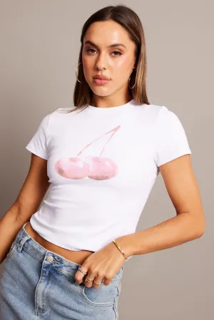 White Graphic Tee Short Sleeve FlexibleKnit