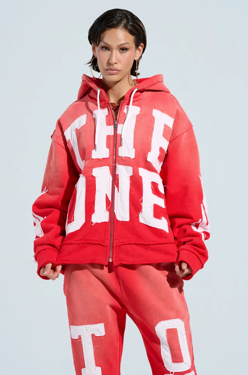 ONLY ONE ZIP UP SWEATSHIRT IN RED Daily Comfort Cozy Streetwear